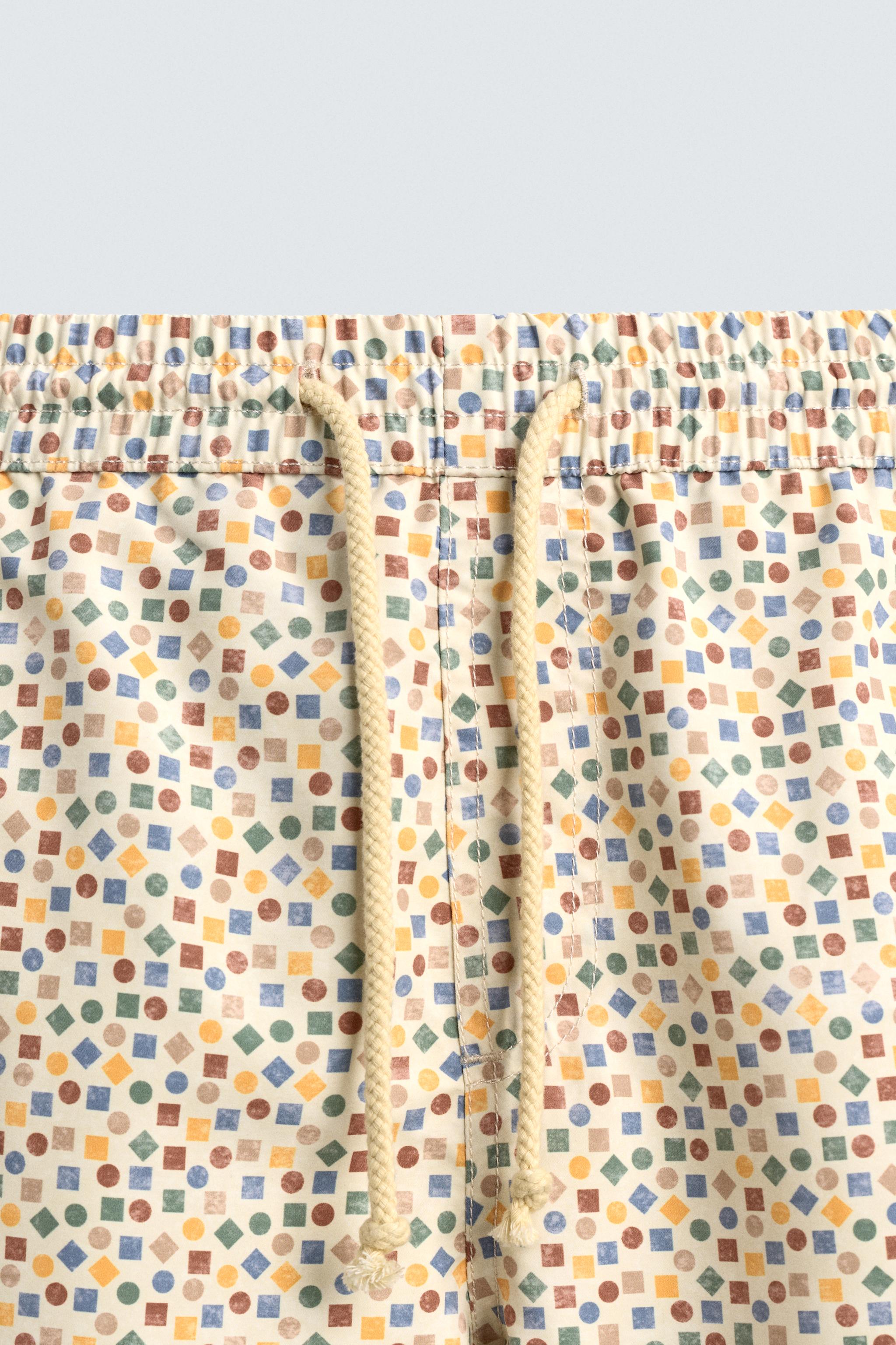 MID-LENGTH GEOMETRIC PRINT SWIMSUIT